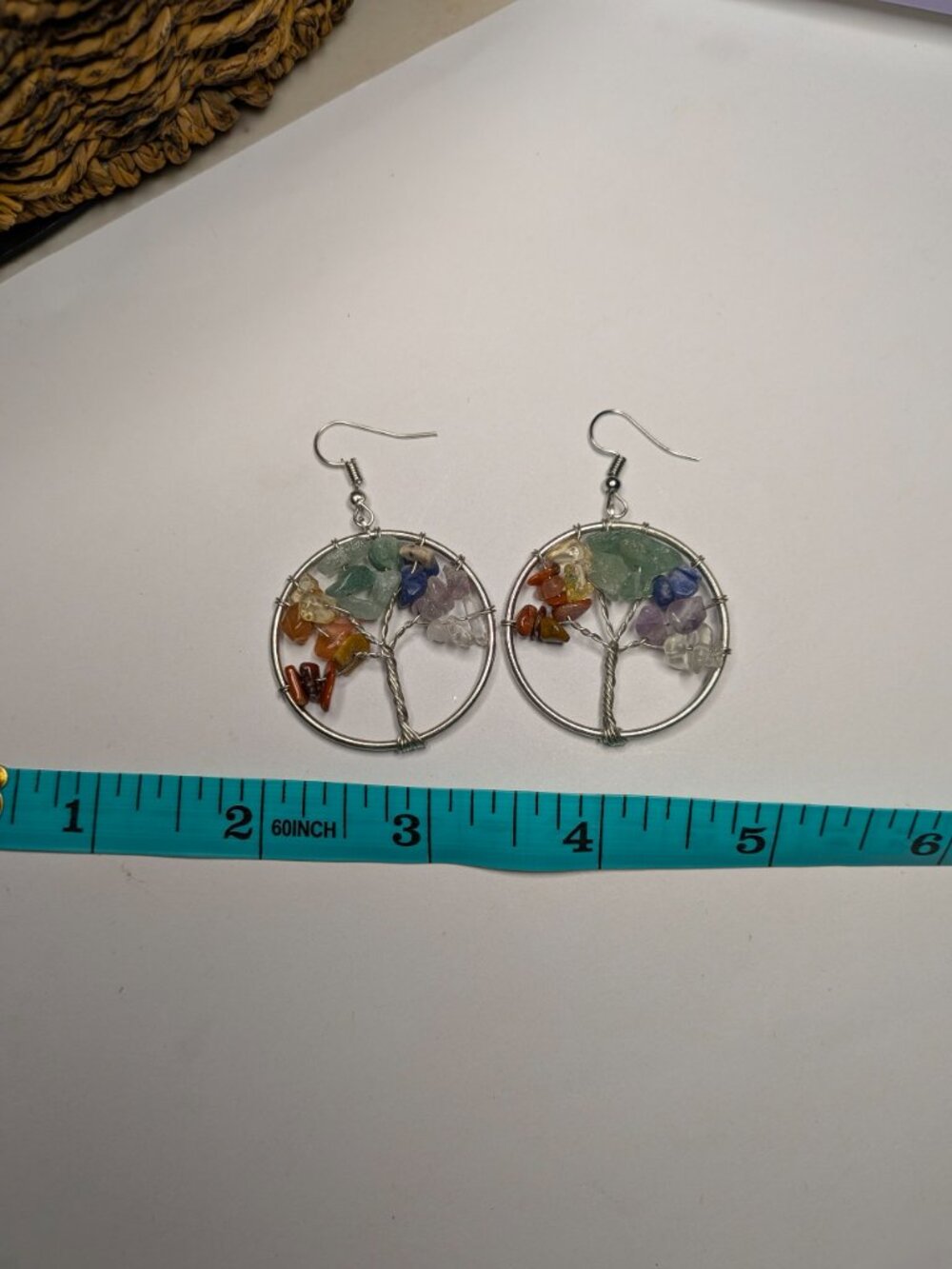 7 Chakra Healing Tree of Life Earrings